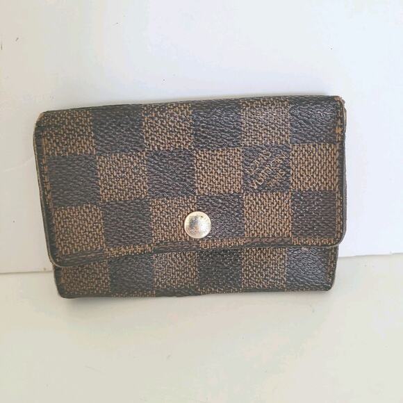 Authentic Louis Vuitton Damier Multicles 6 Key Hooks Case Brown Small Check - Picture 1 of 10